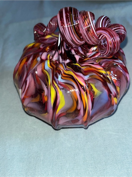 Luke Adams Glass Other - NWOT Luke Adams Art Glass Holiday Pumpkin in Pink and Yellow